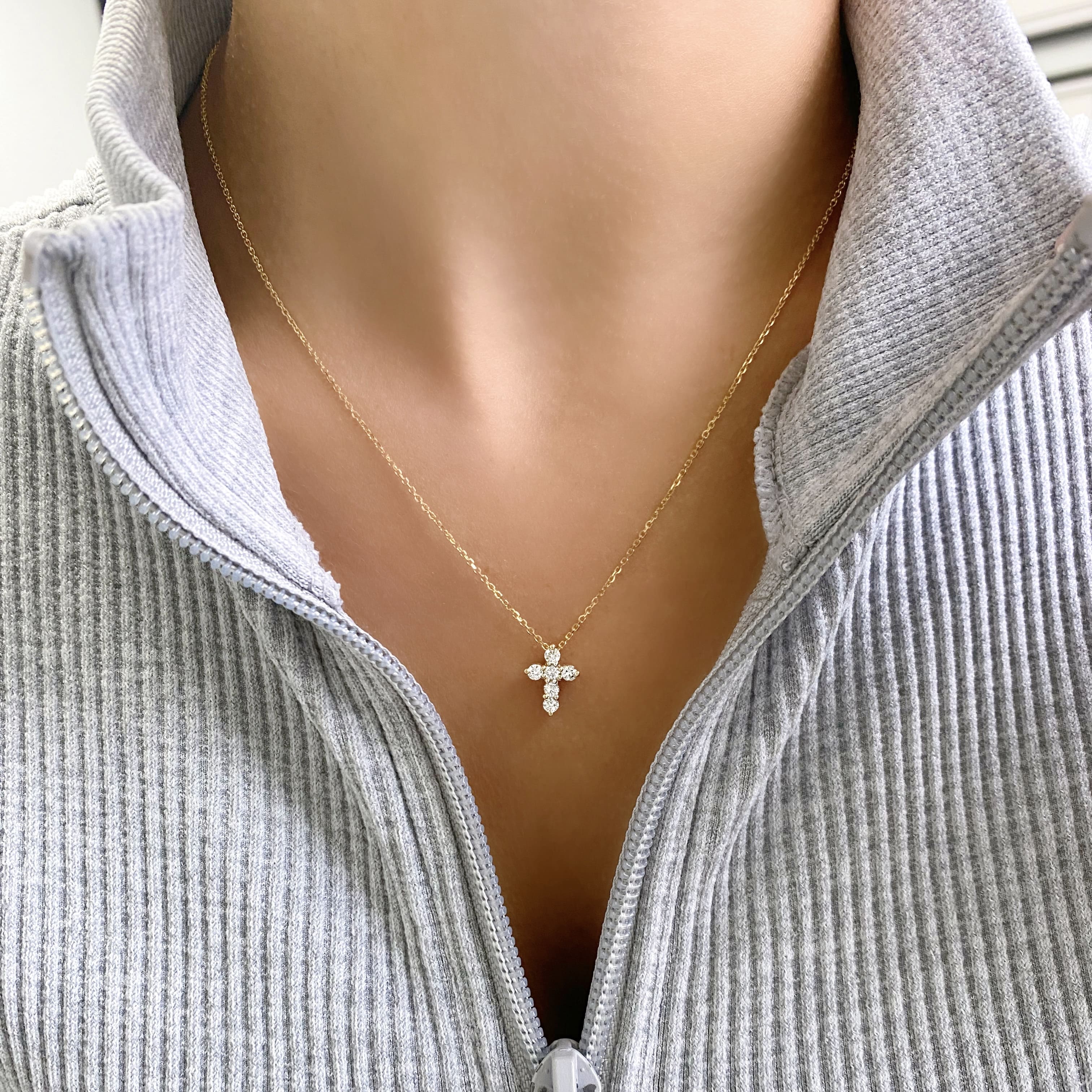 Small Everyday Diamond Cross Necklace