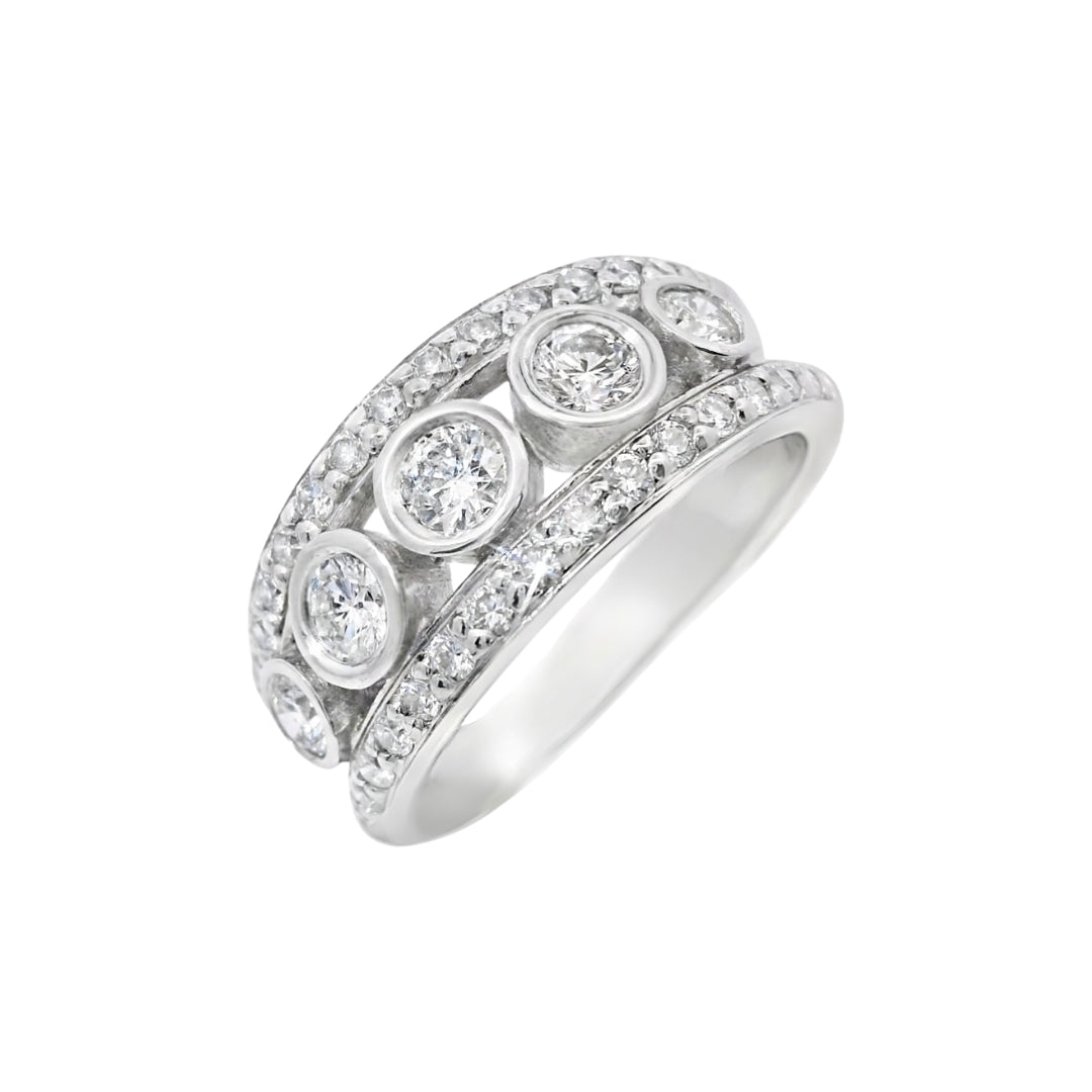 5 Stone Diamond Beze Row Ring