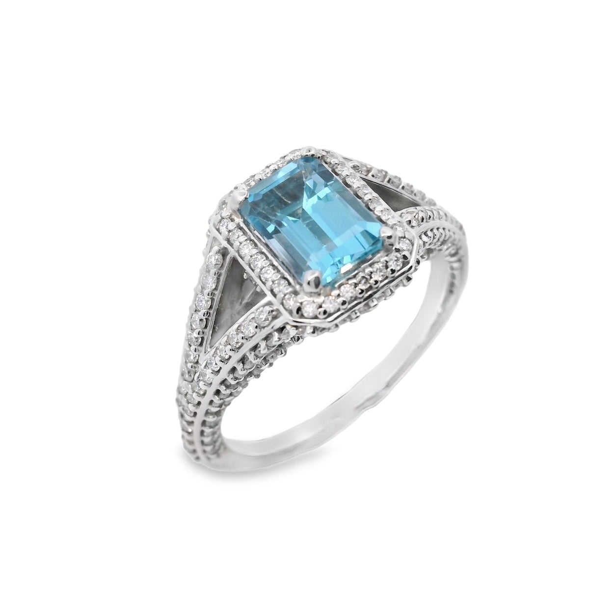 Blue Topaz and Diamond Ring