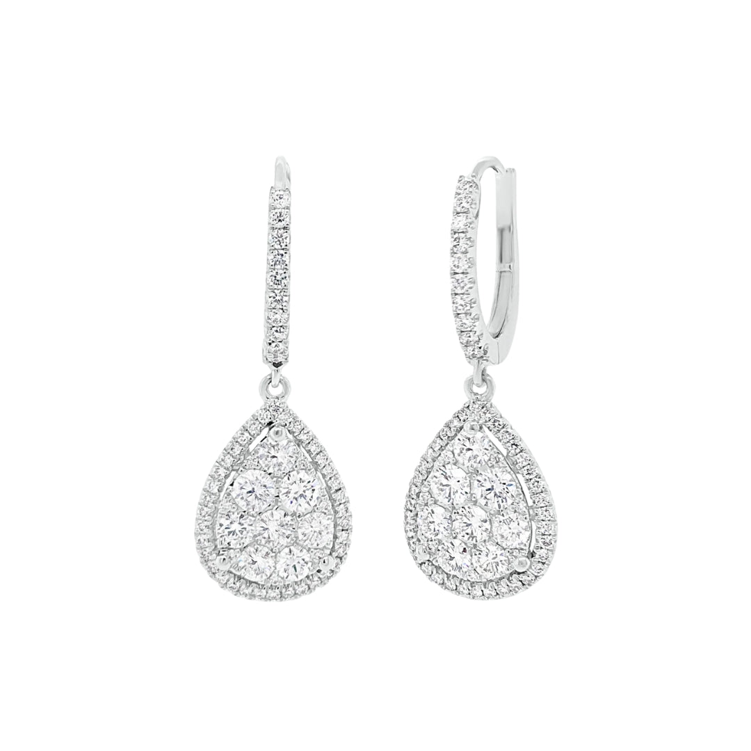 Diamond Cluster Drop Earrings