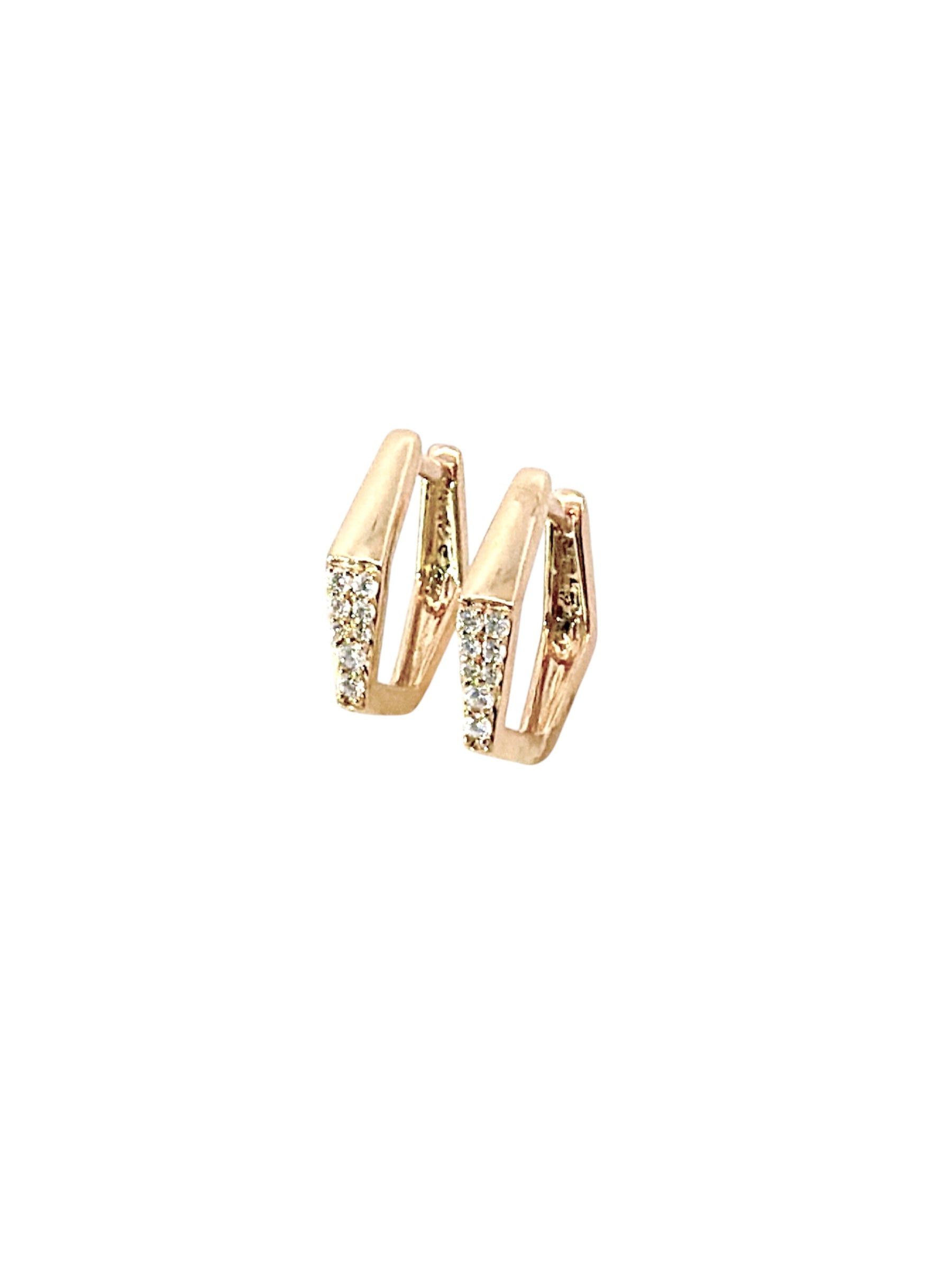HEXAGON DIAMOND HUGGIE EARRINGS