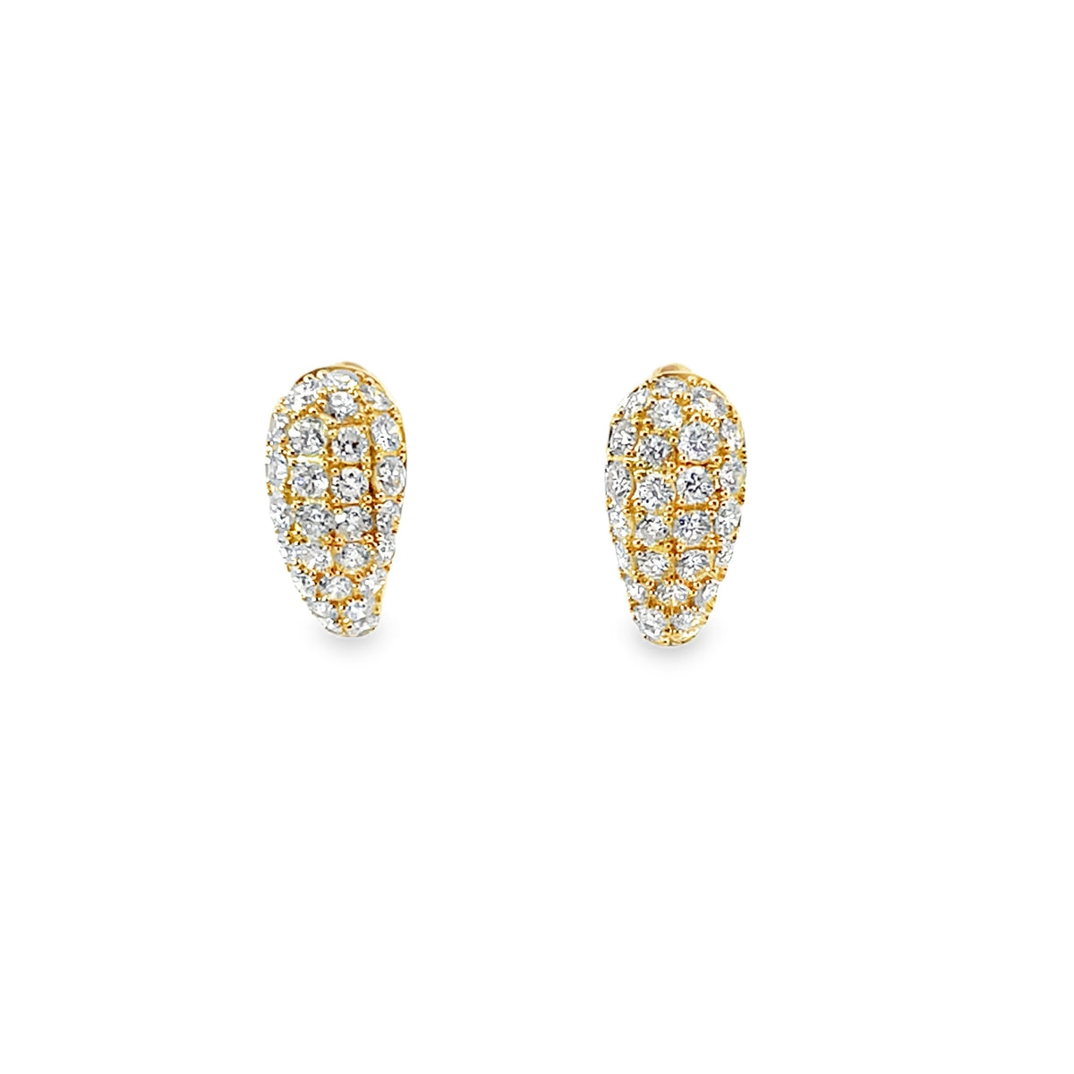 Yellow Gold Pave Diamond Huggie Hoop Earrings