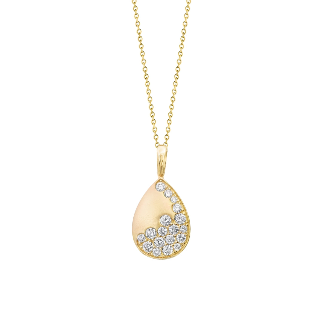 SCATTERED DIAMOND PEAR DROP PENDANT NECKLACE