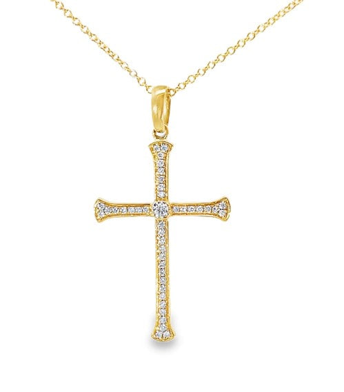 YELLOW GOLD DIAMOND CROSS NECKLACE