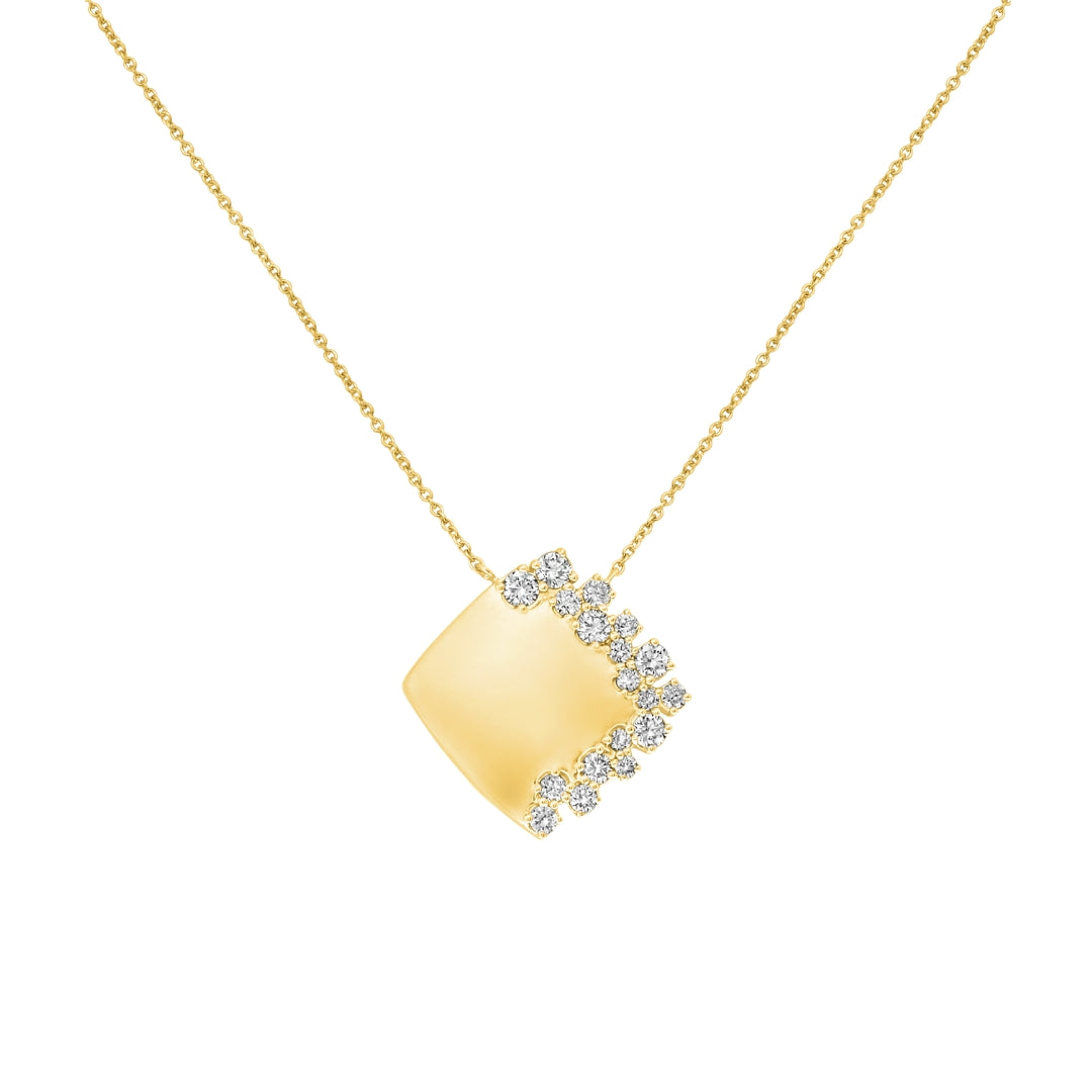 DIAMOND EDGED SQUARE PENDANT NECKLACE