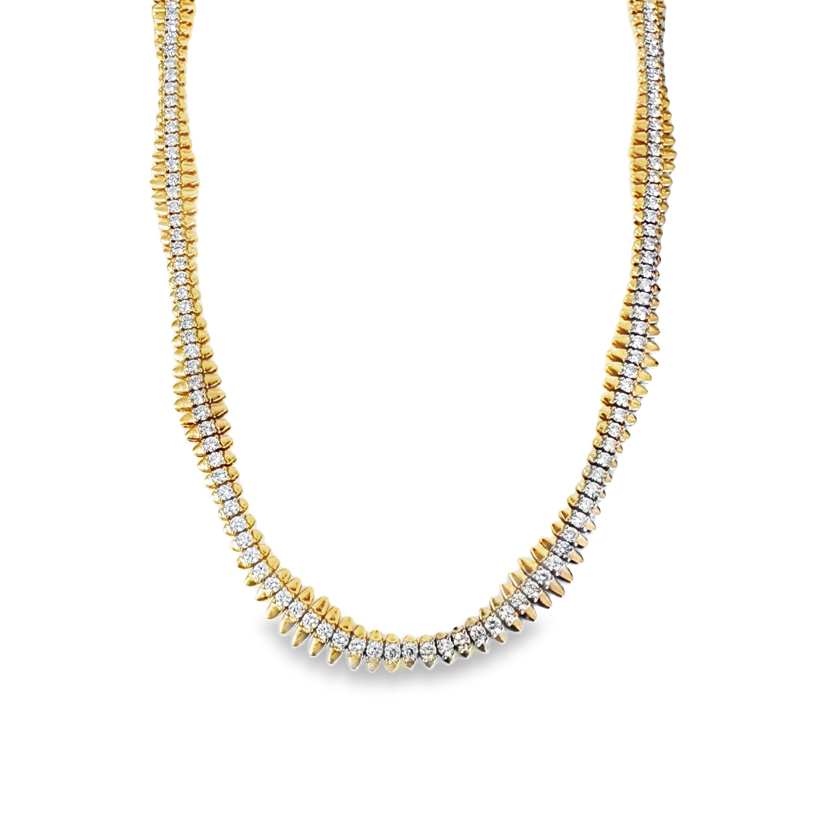 WAVY DIAMOND NECKLACE YELLOW GOLD