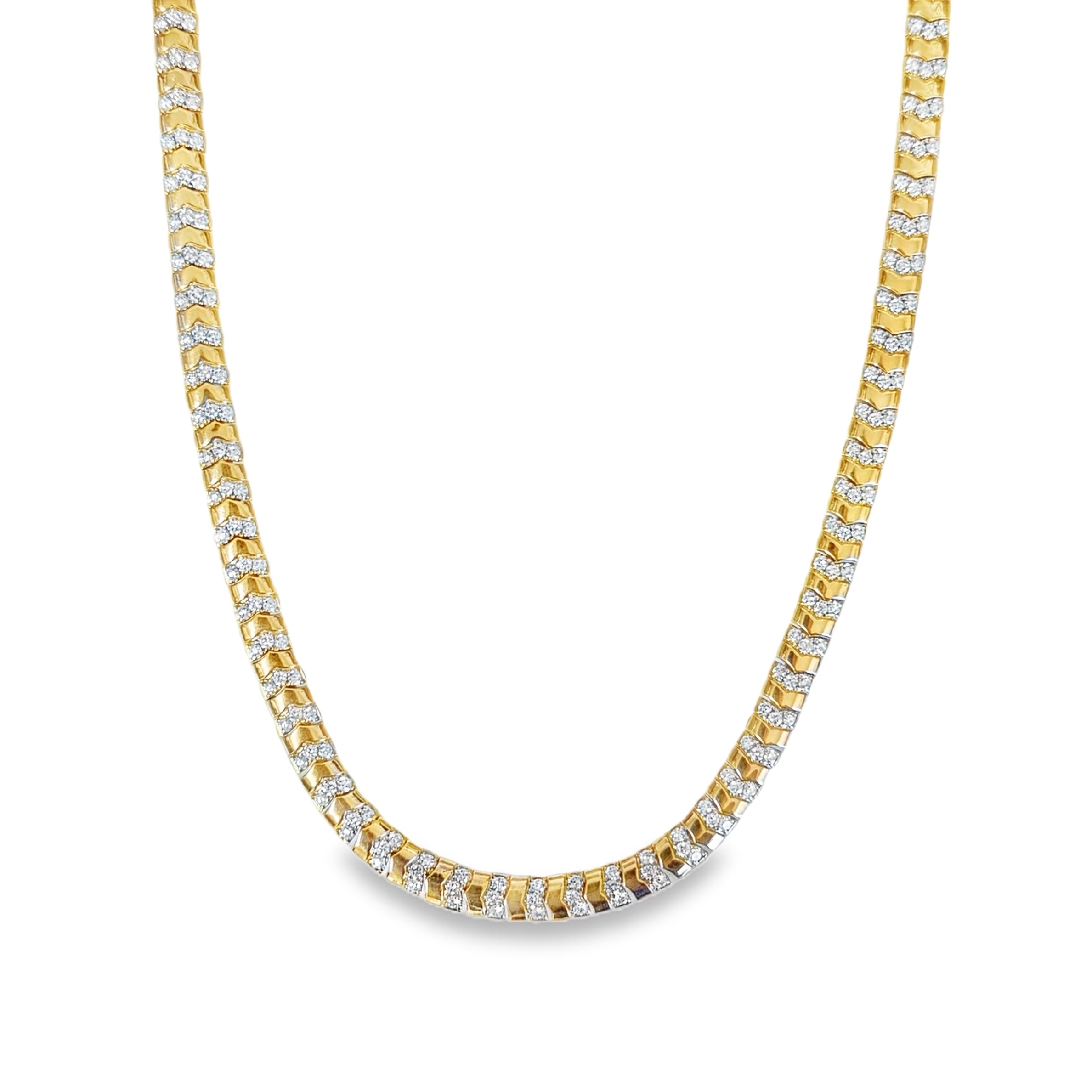 DIAMOND CHEVRON LINK NECKLACE YELLOW GOLD