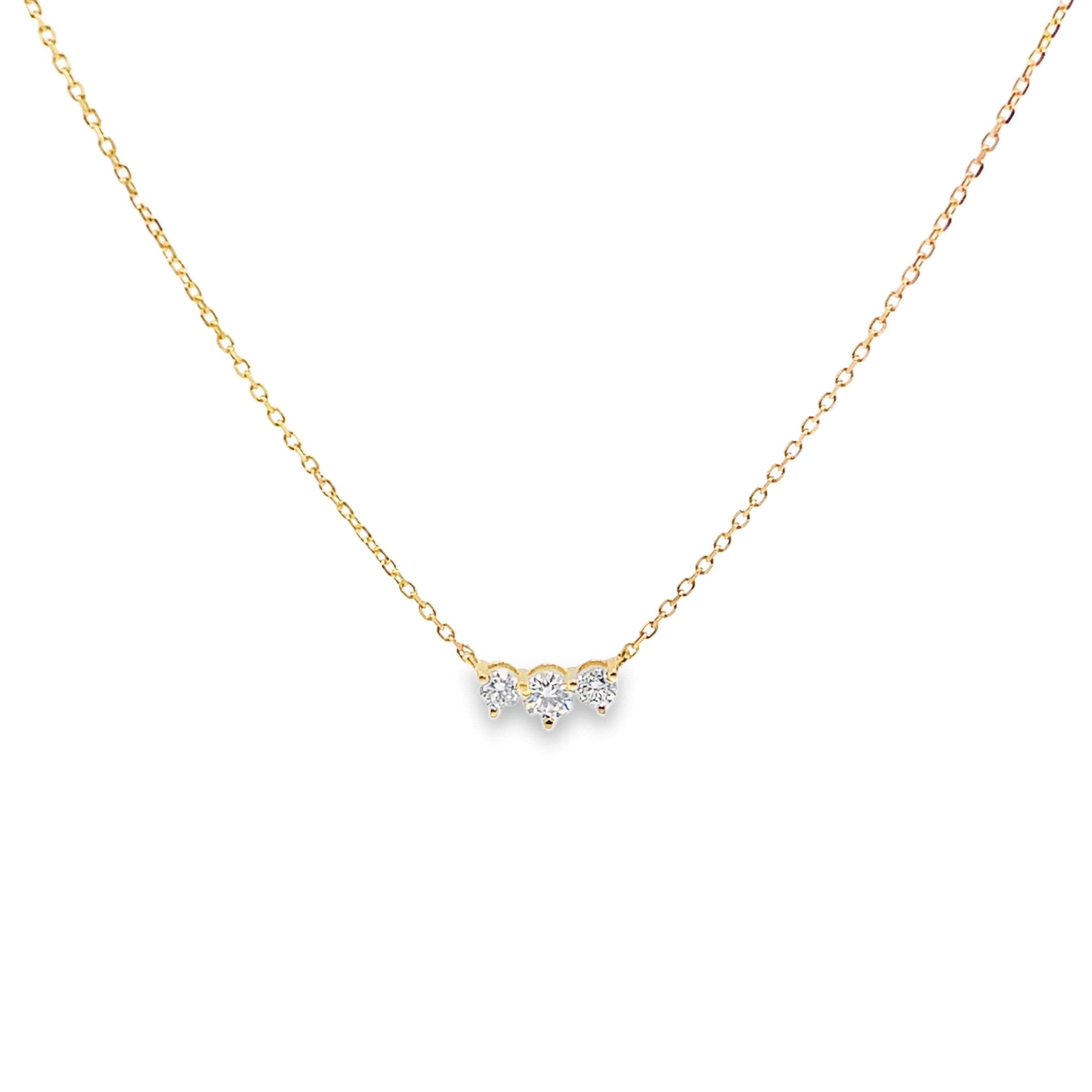Three-Stone Diamond Necklace in Yellow Gold
