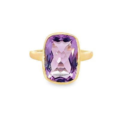 YELLOW GOLD AMETHYST RING