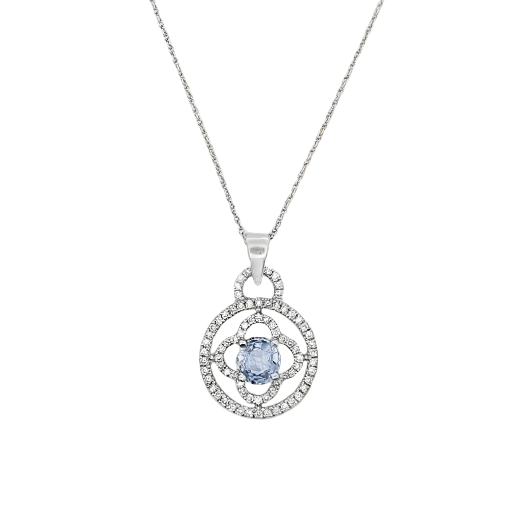 Lavender Sapphire and Diamond Pendant Necklace
