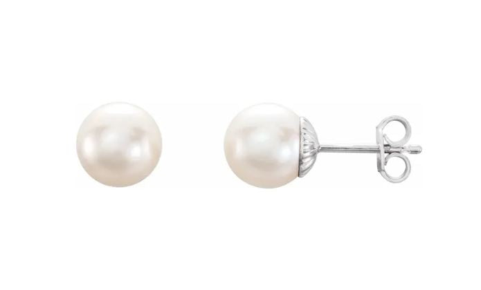 8.5MM CULTURED PEARL EARRINGS IN WHITE GOLD