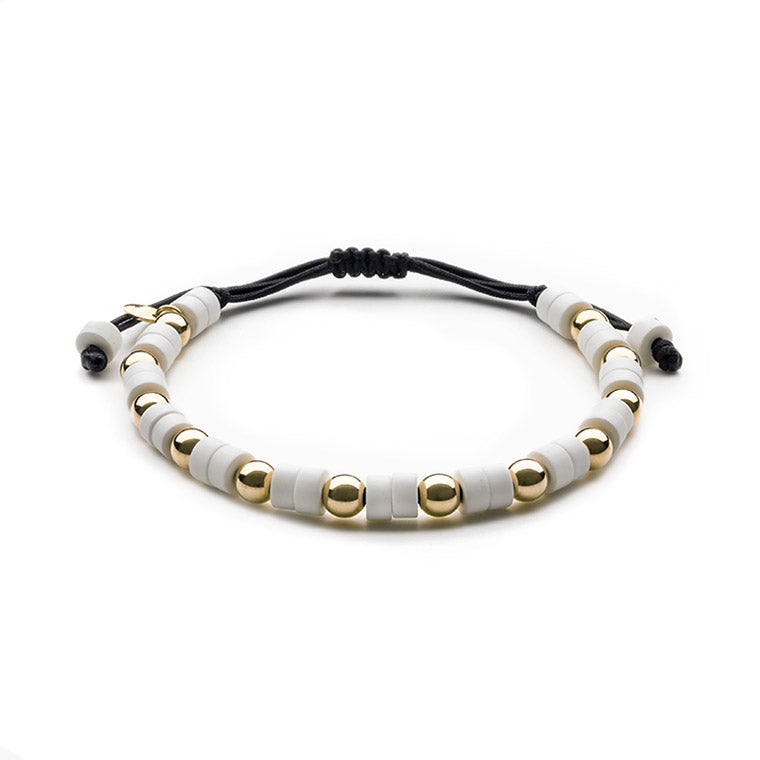 White Agate and Gold Beaded Bracelet