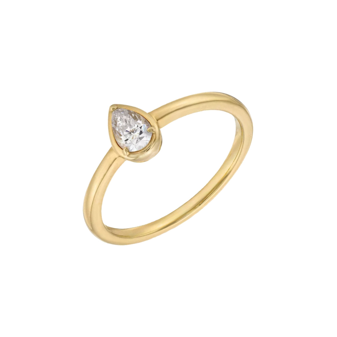 Bezel Set Pear Shape Diamond Ring