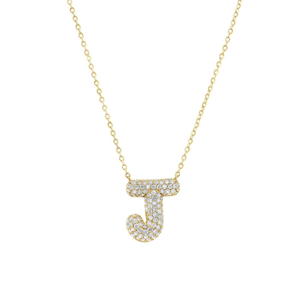 Puffy Diamond Initial Necklace