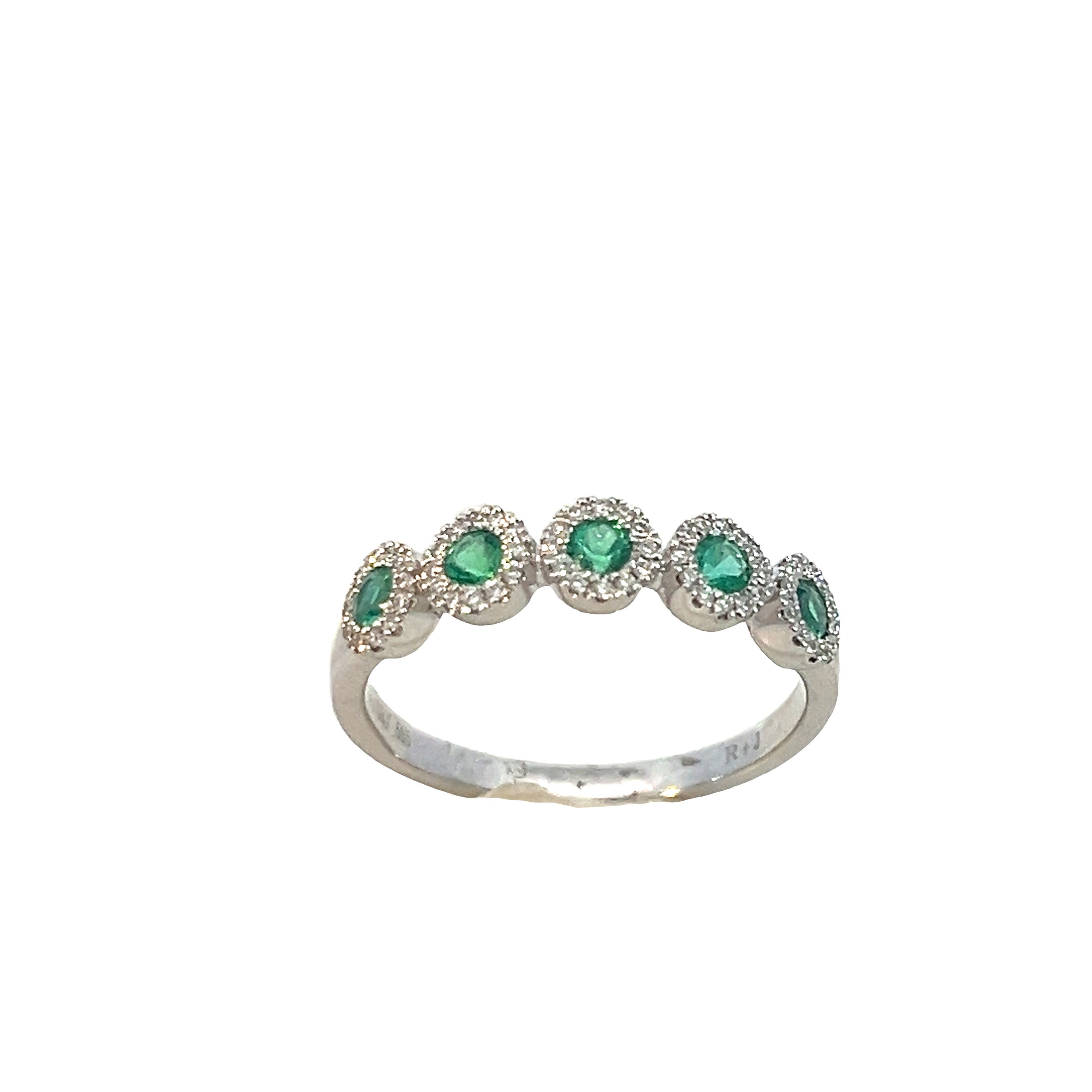 Emerald and Diamond Halo Ring
