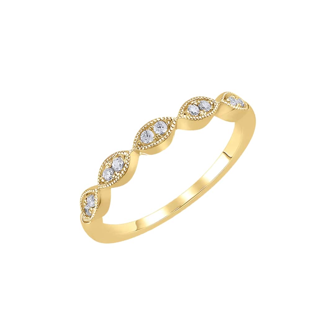 Scalloped Milgrain Diamond Band