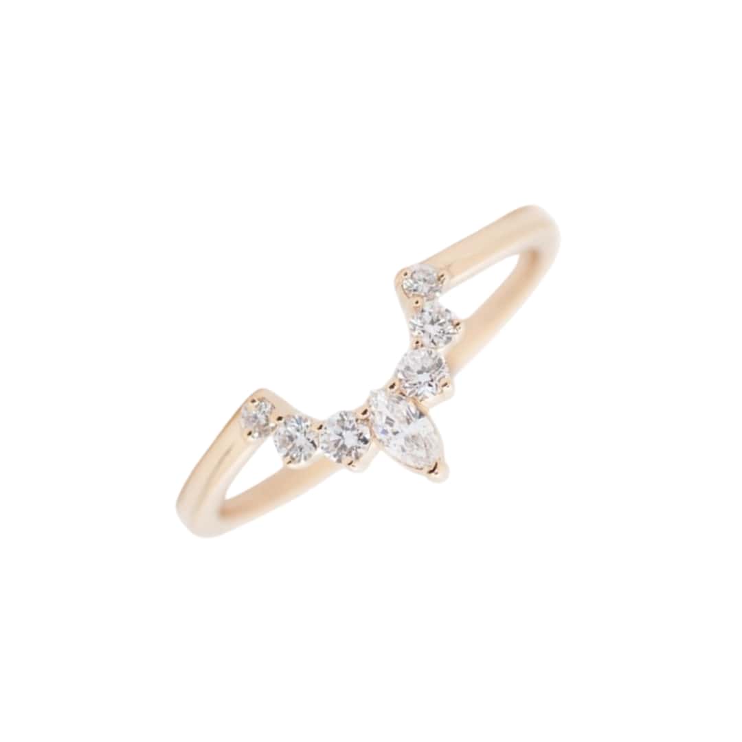 Marquise and Round Diamond Crown Ring