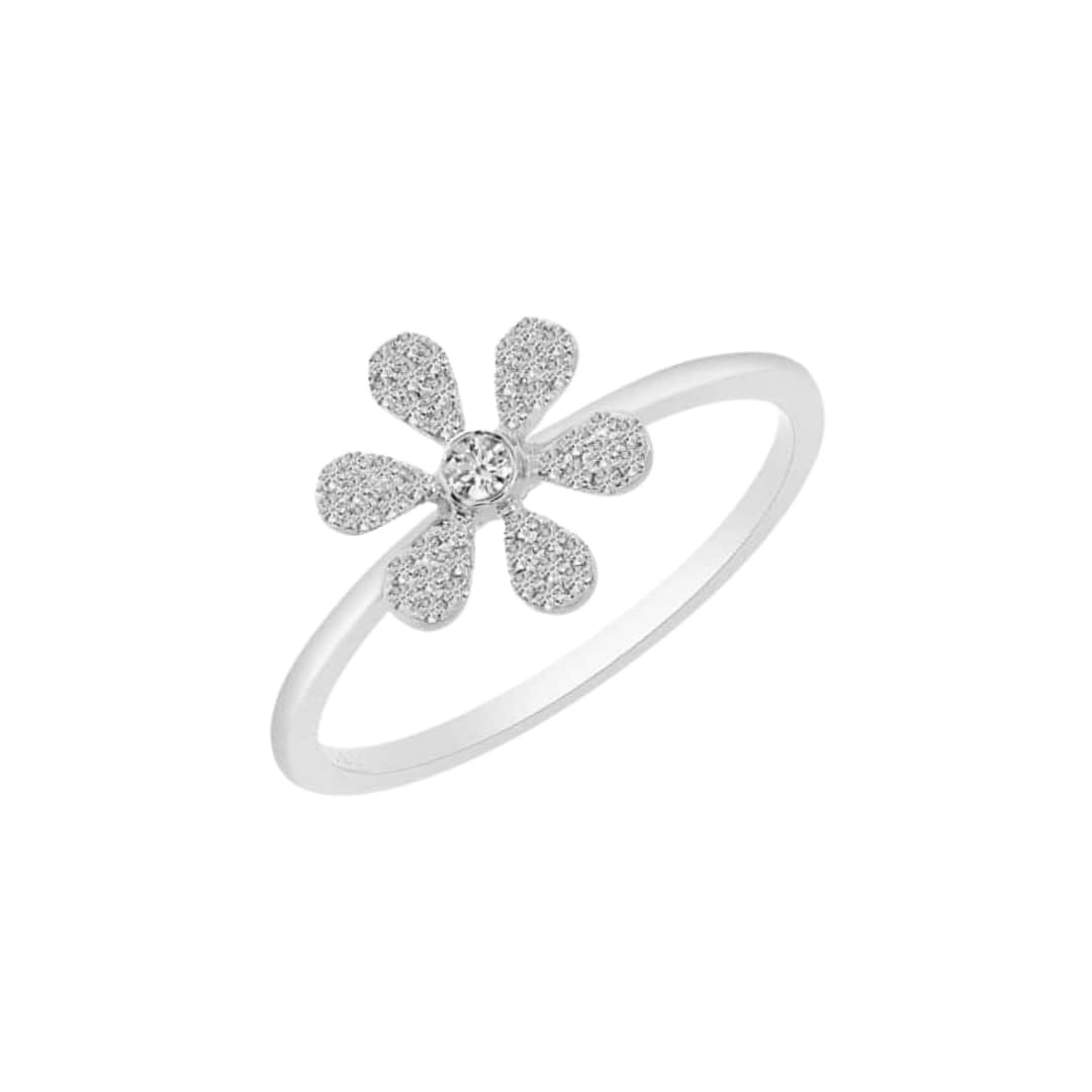 Pave Diamond Flower Ring