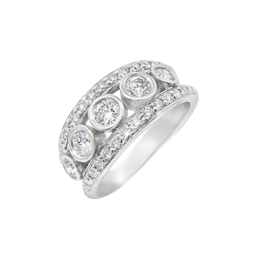 5 Stone Diamond Bezel Row Ring