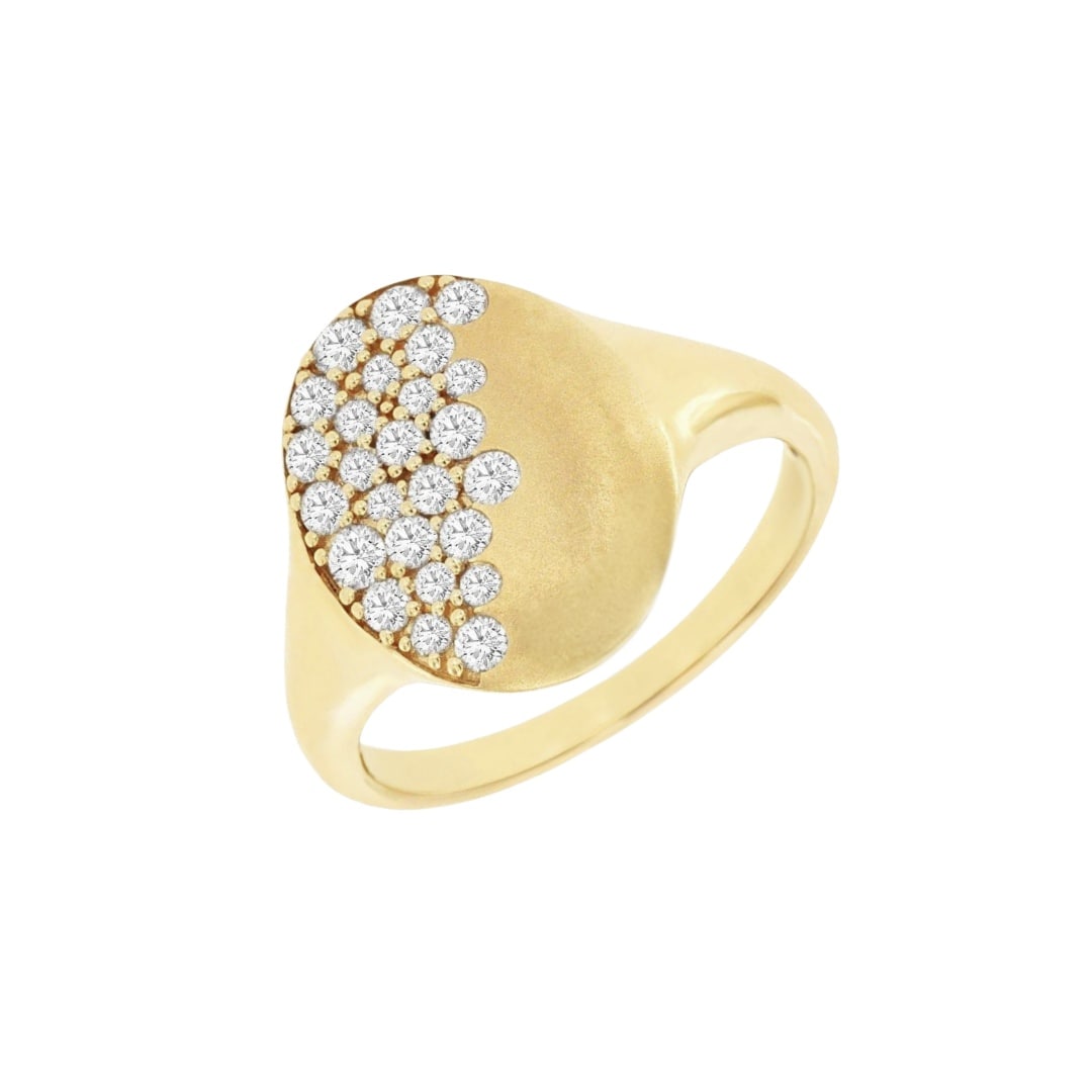 Scattered Diamond Oval Ring