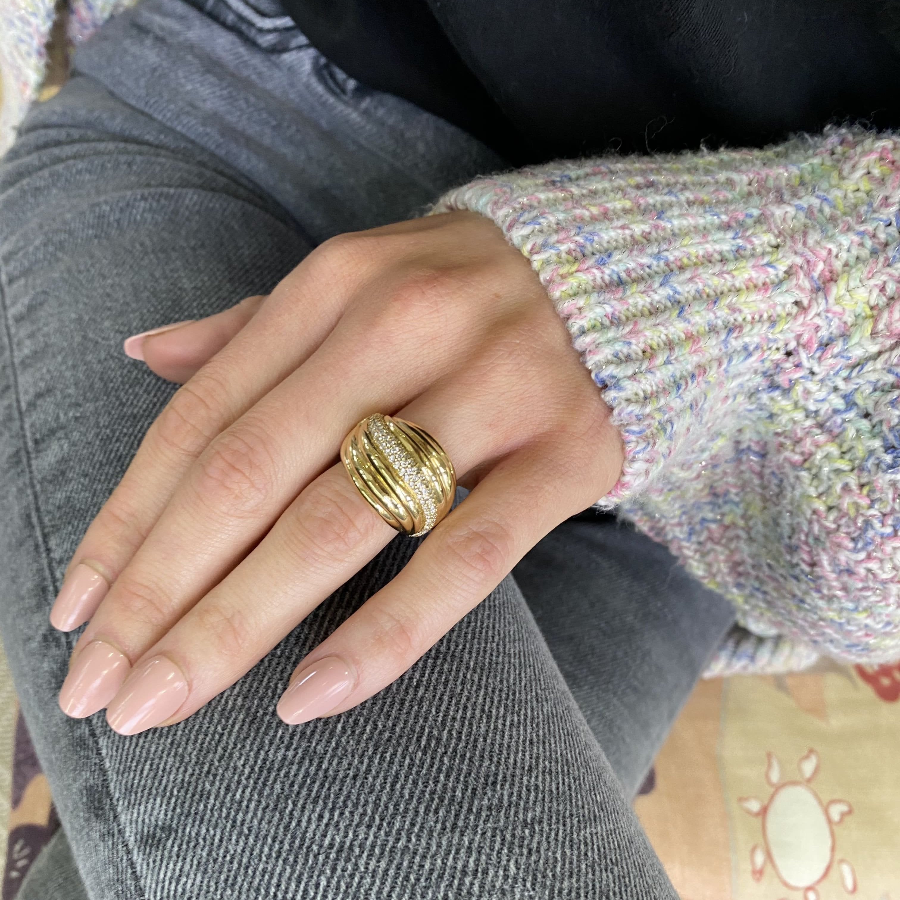 Sculpted Diamond Dome Ring