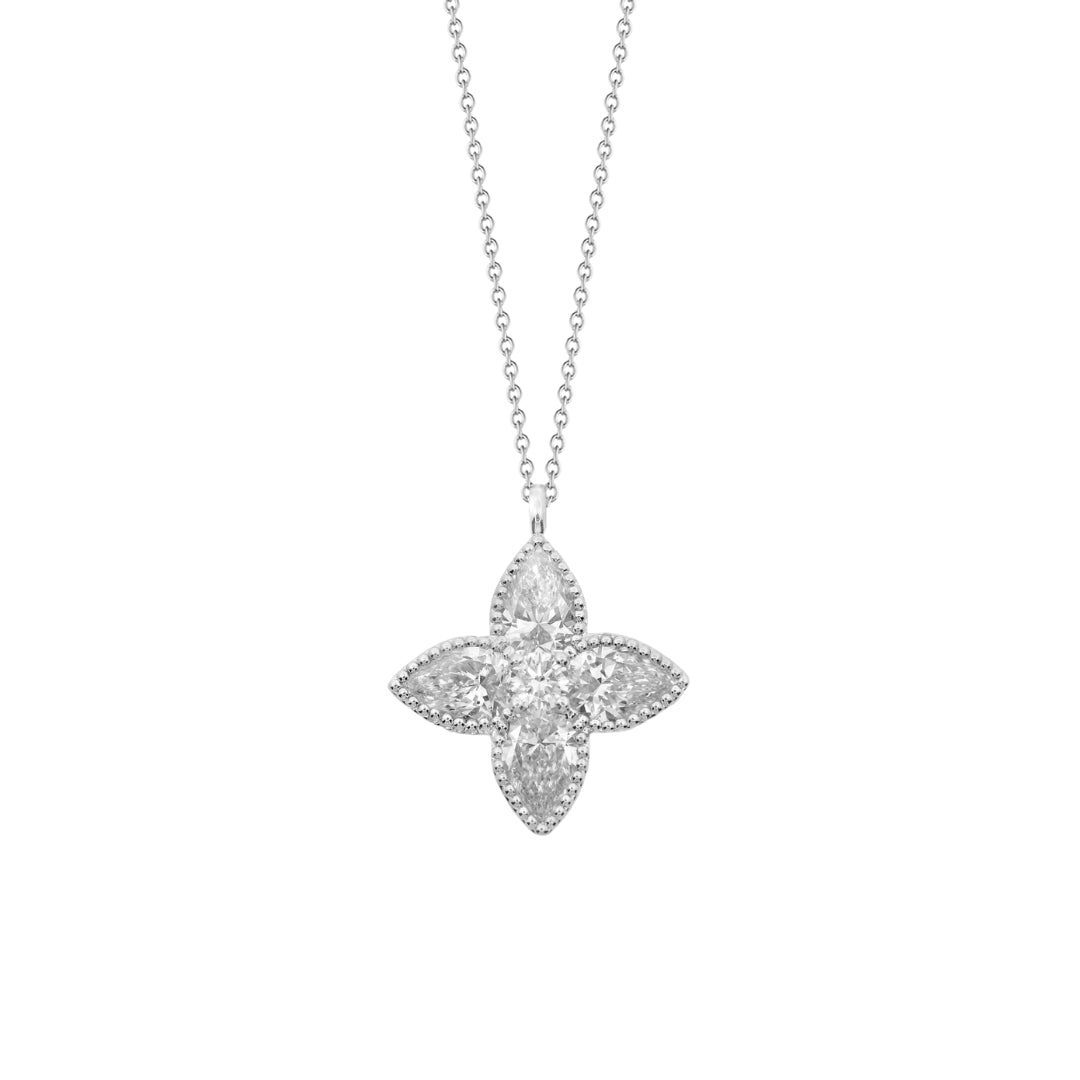 DIAMOND FLOWER PENDANT NECKLACE