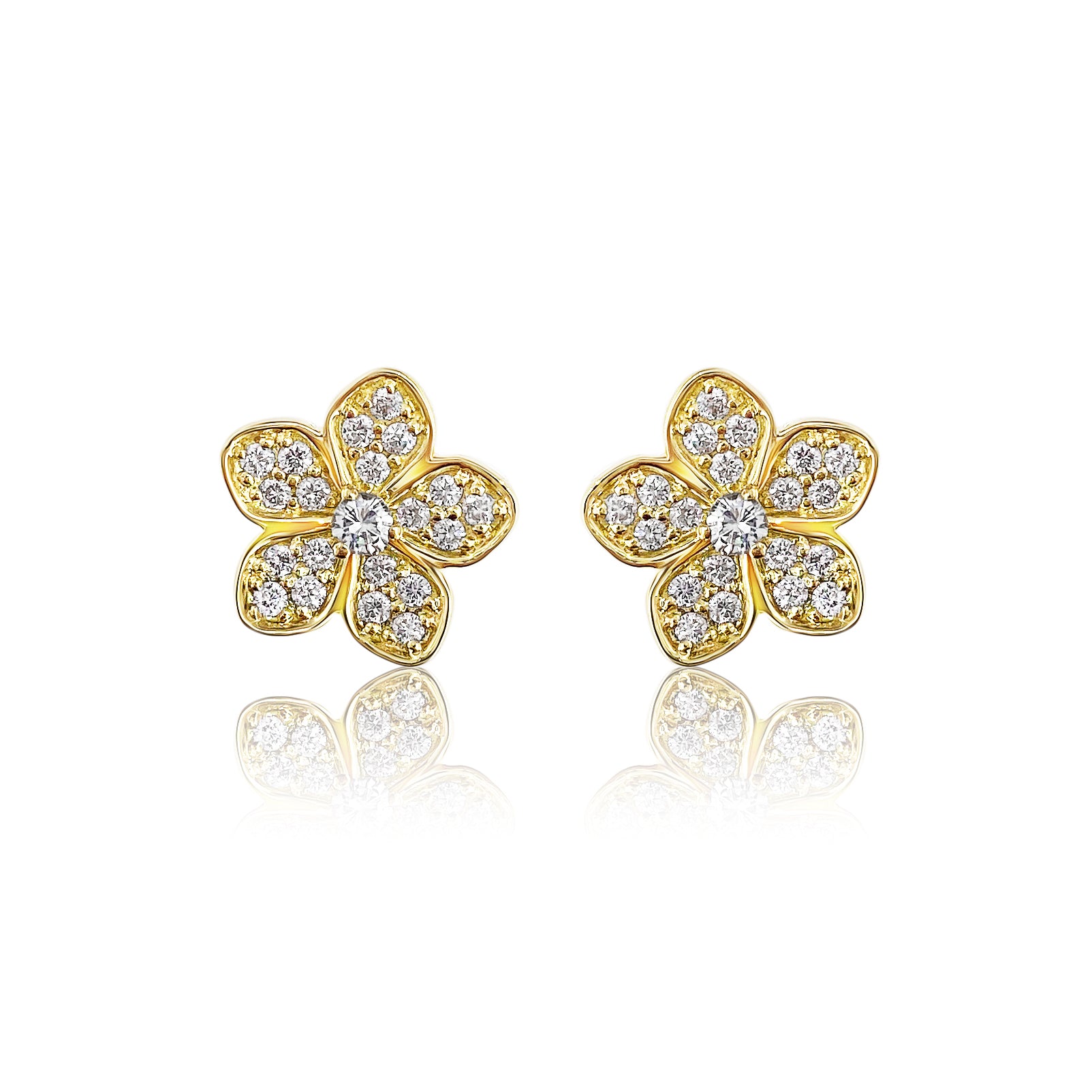 Pave Diamond Flower Earrings