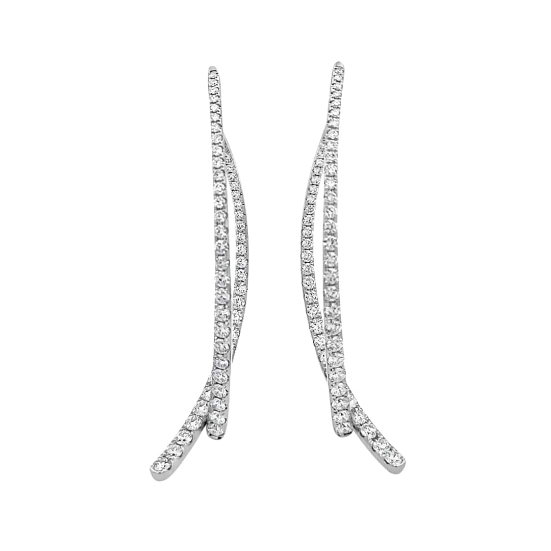 Curved Double Diamond Dangle Earrings