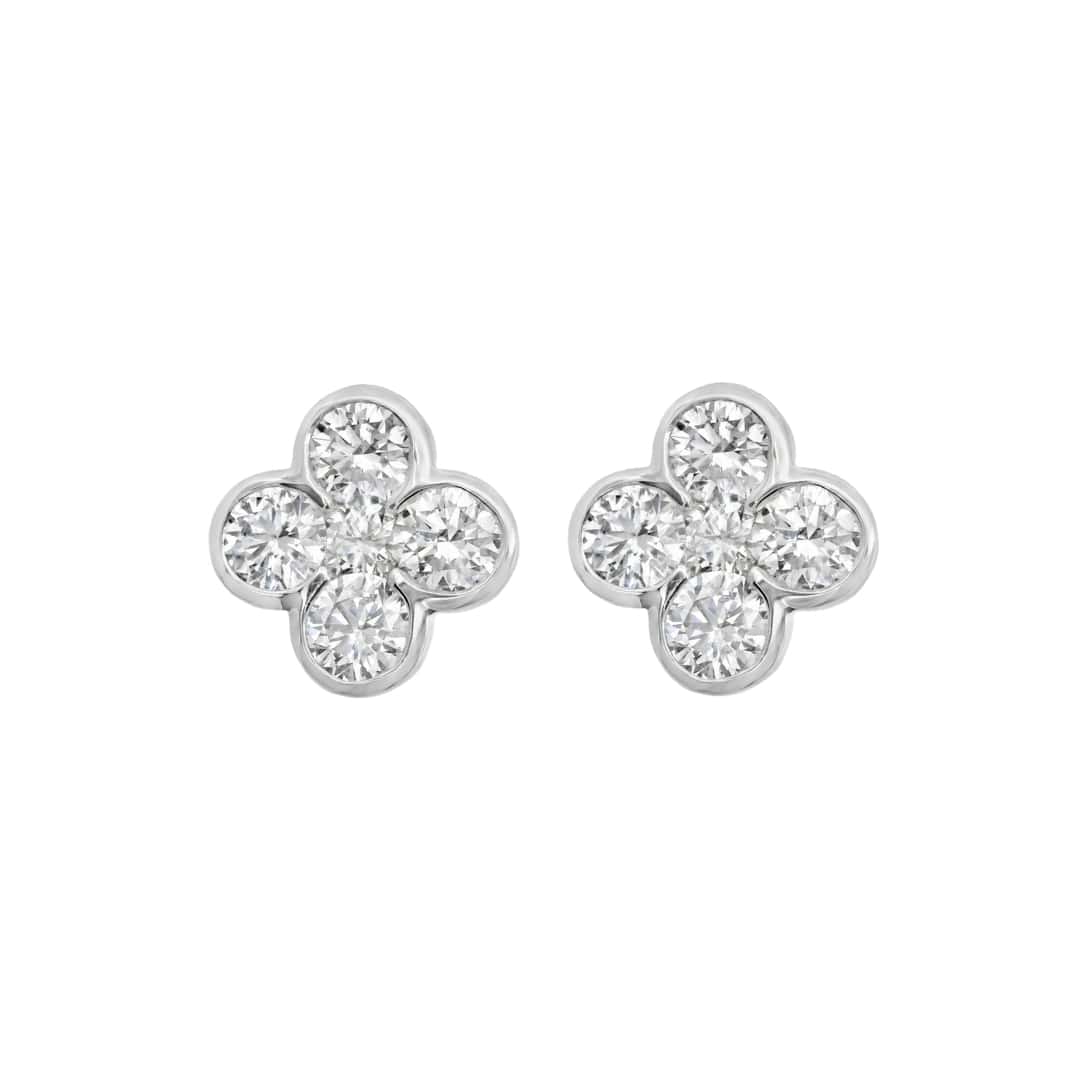 Diamond Clover Stud Earrings