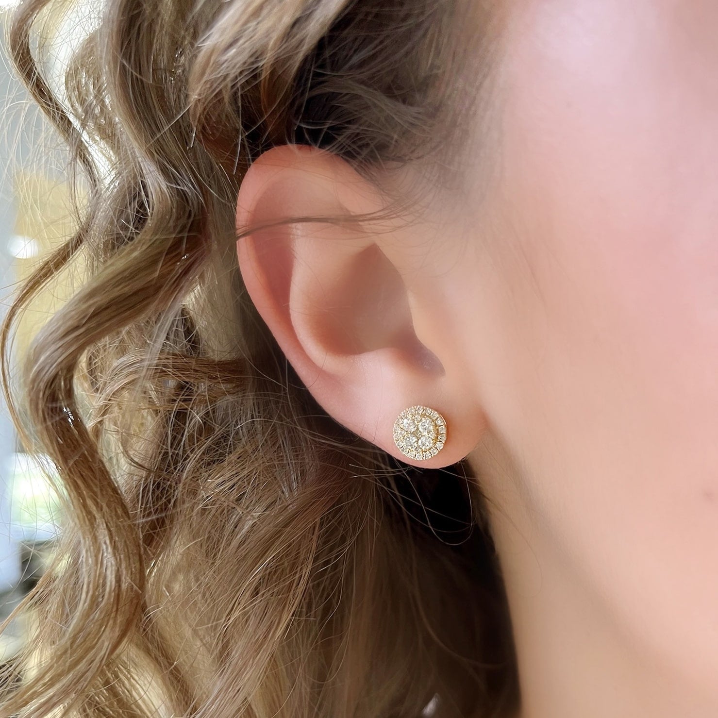Diamond Cluster Stud Earrings