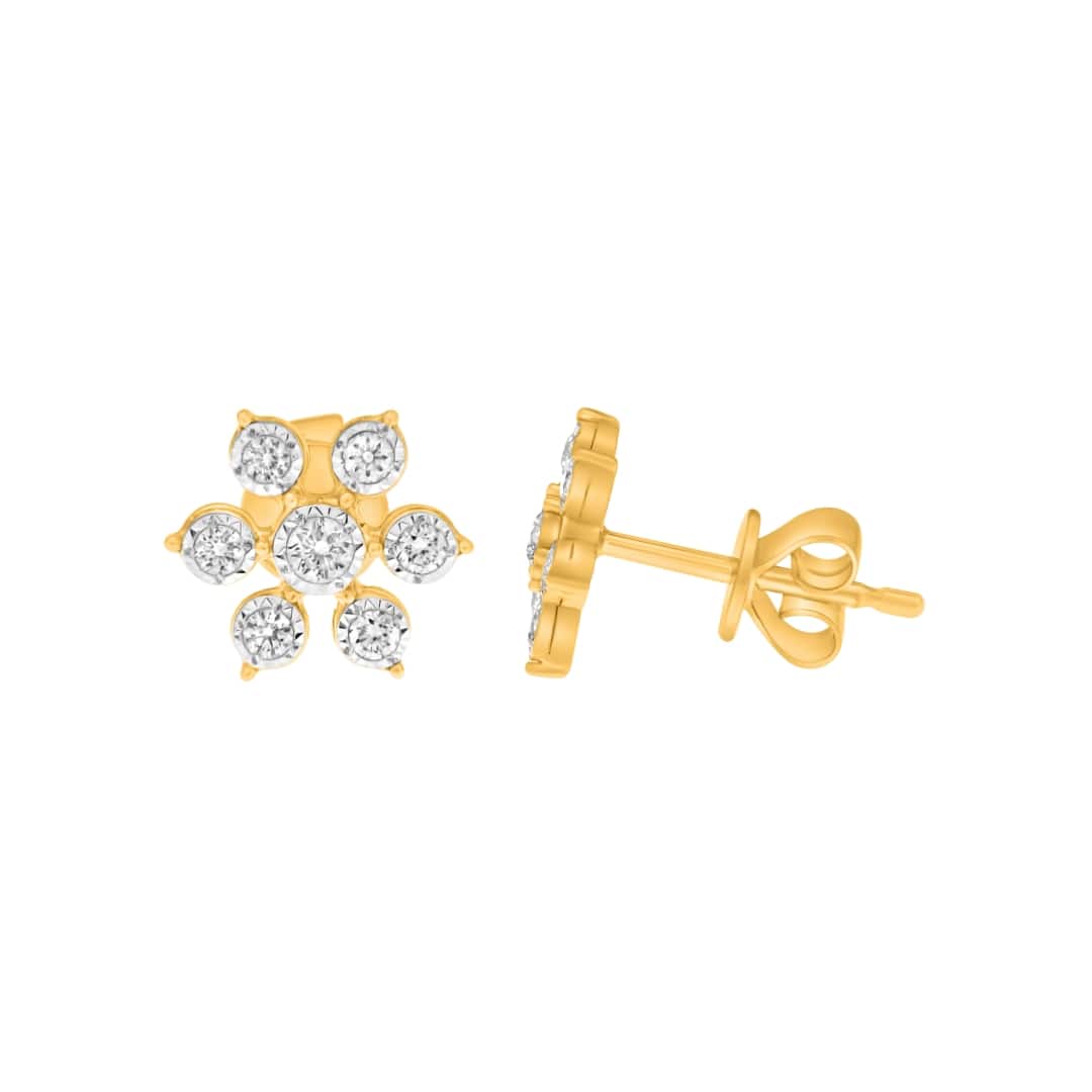 7 Stone Diamond Flower Studs