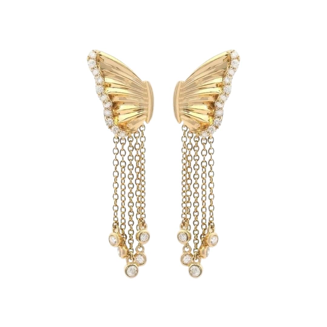 Diamond Butterfly Wing Chain Earrings