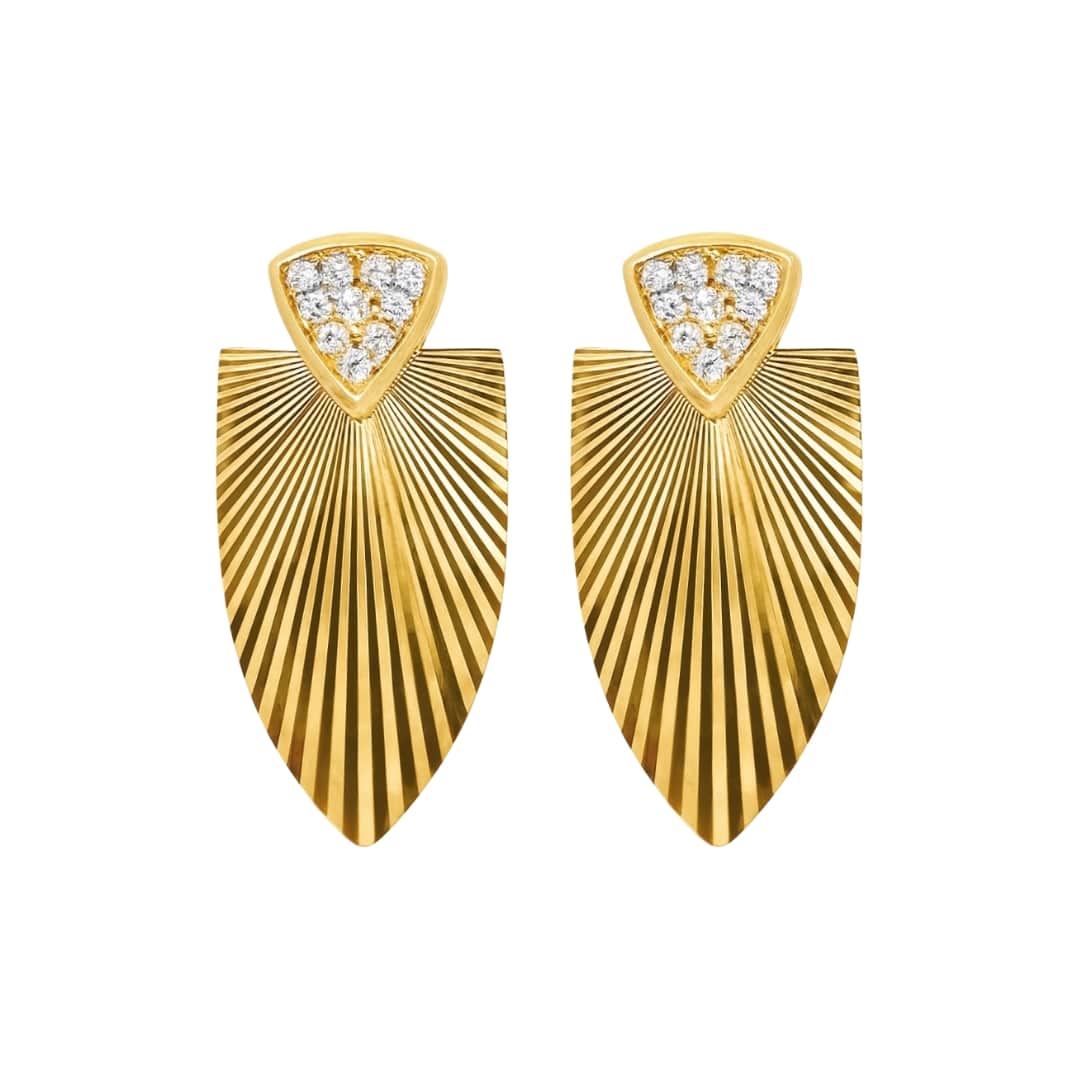 Fluted Diamond Teardrop Earrings