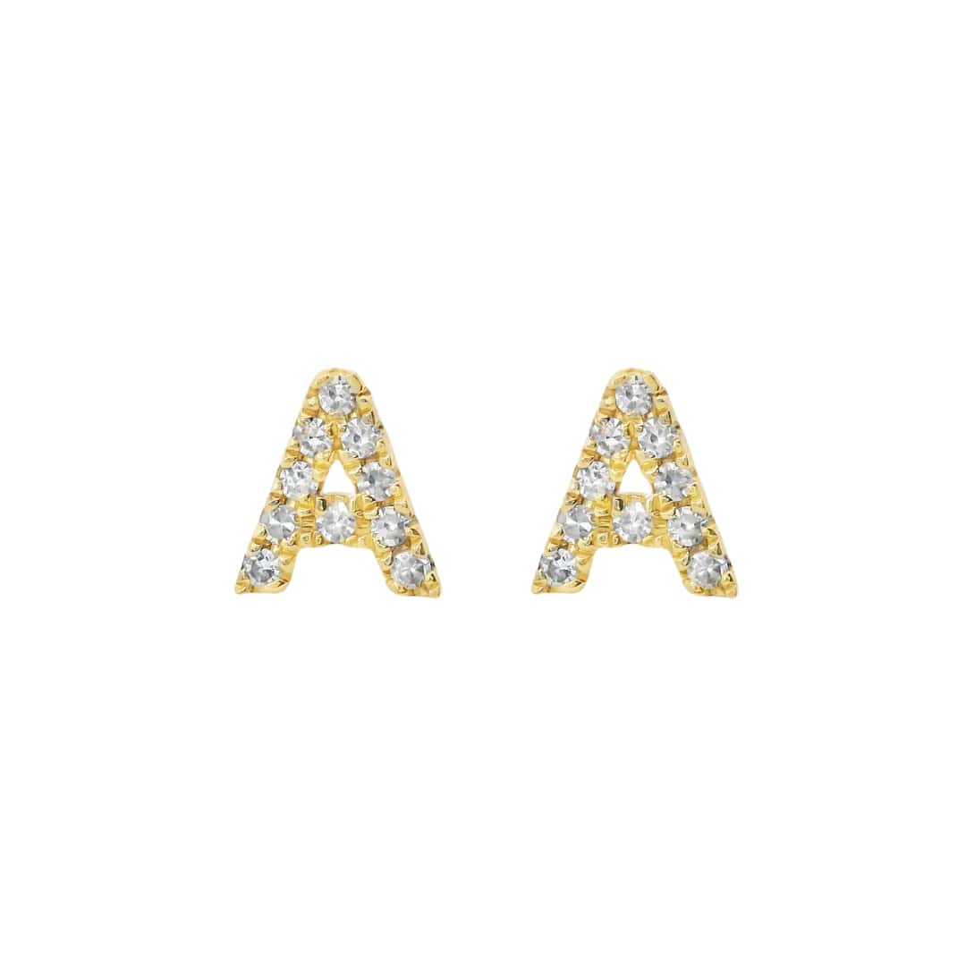 Mini Diamond A Initial Studs
