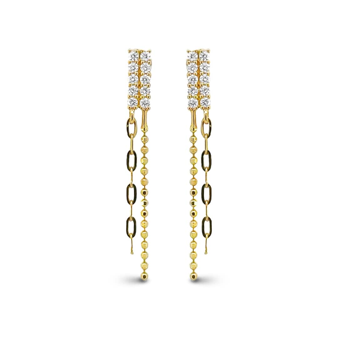 Diamond Drop Chain Earrings