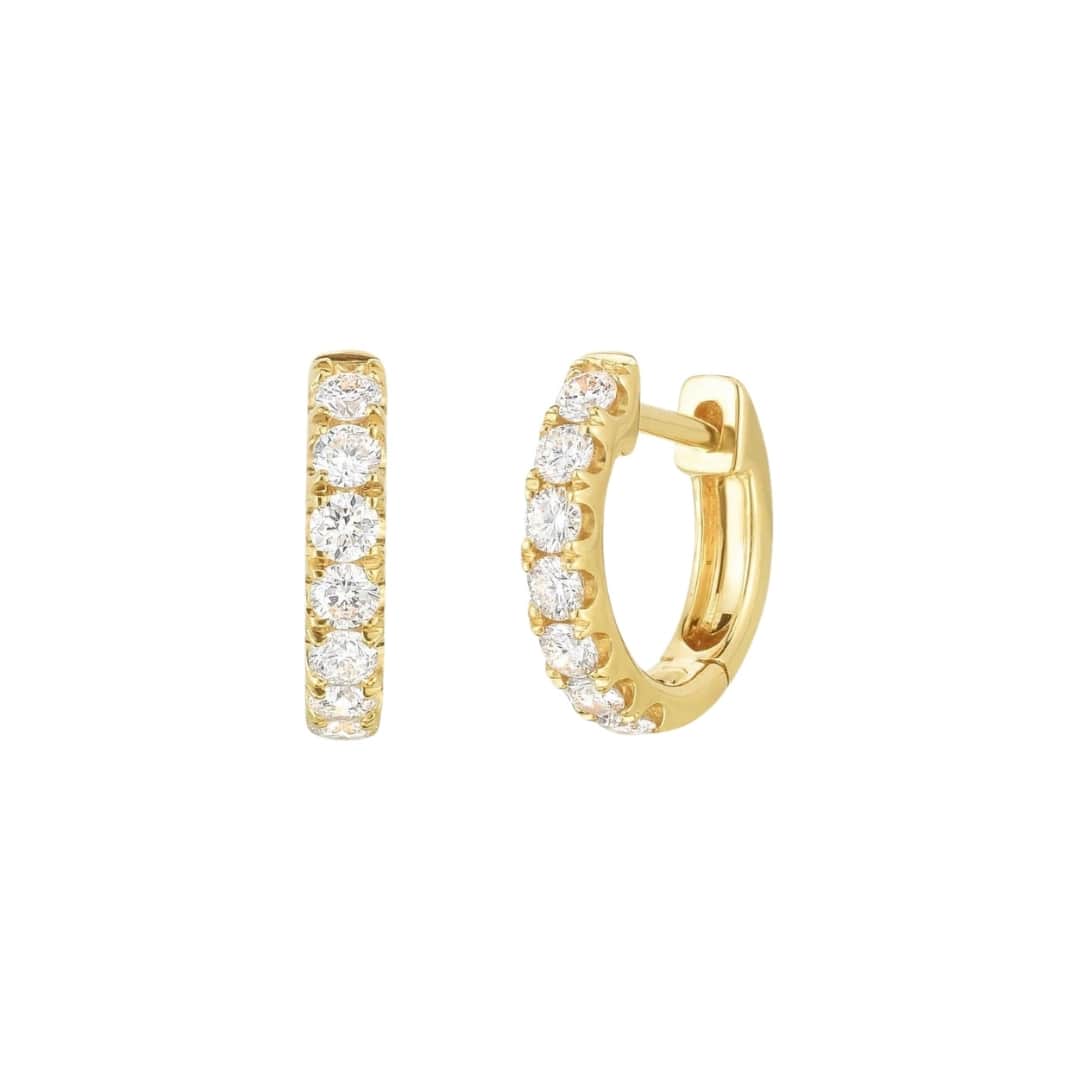 7 Stone Diamond Huggie Earrings
