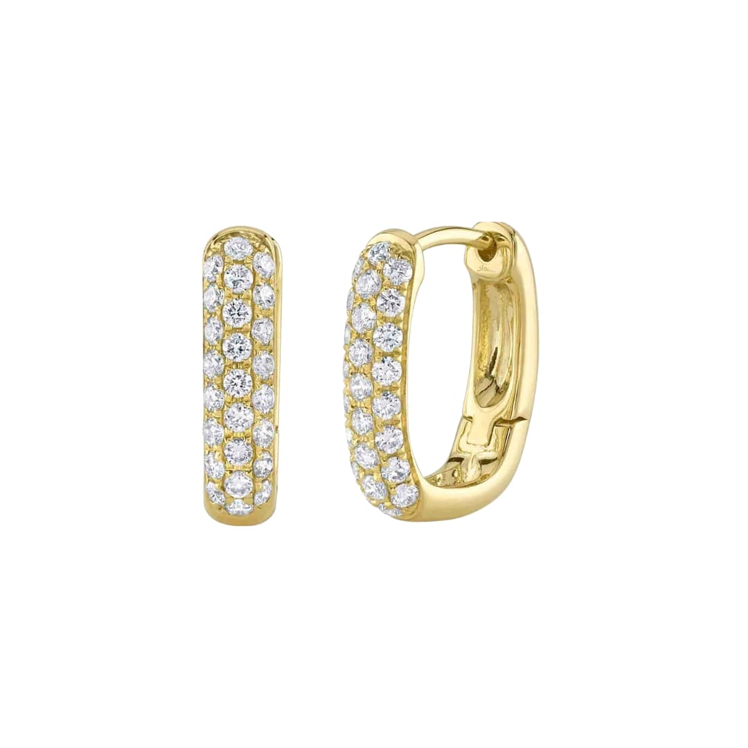 Square Pave Diamond Huggies