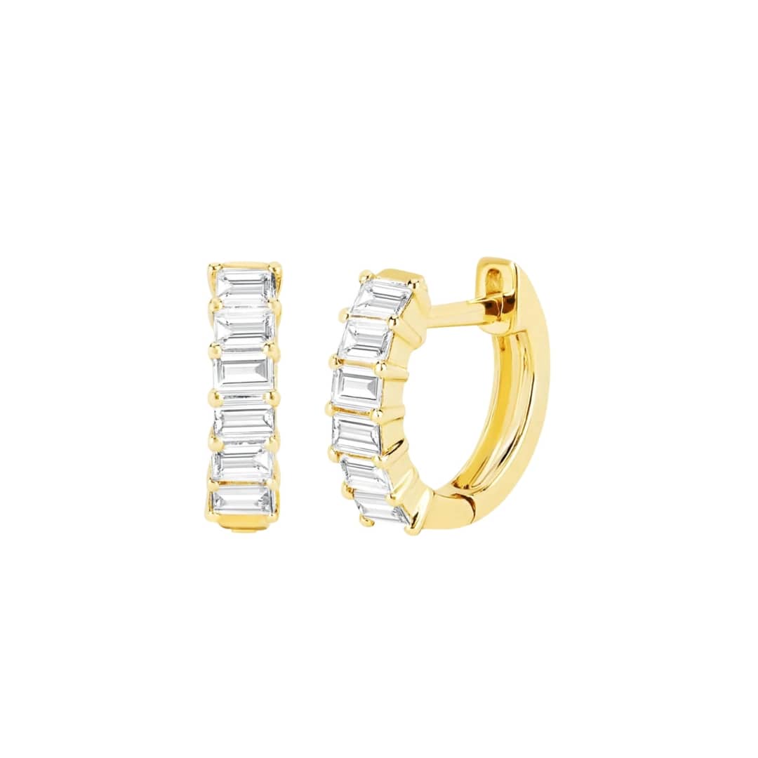 Emerald Cut Diamond Huggies