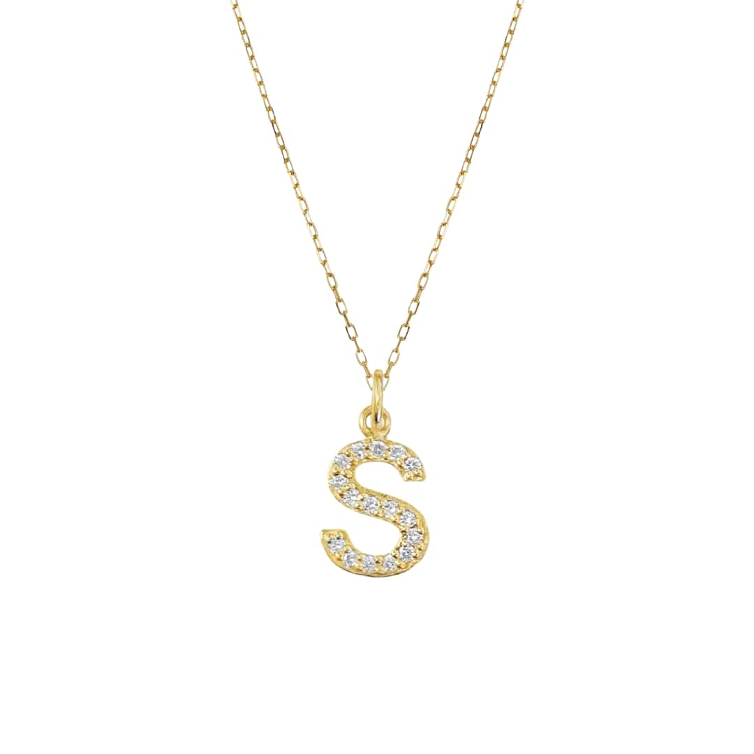 Medium Diamond Initial Charm Necklace