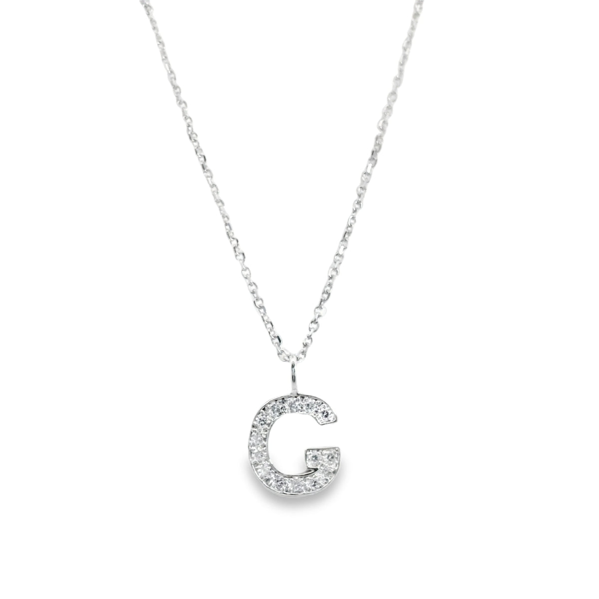 DIAMOND INITIAL "G" PENDANT NECKLACE