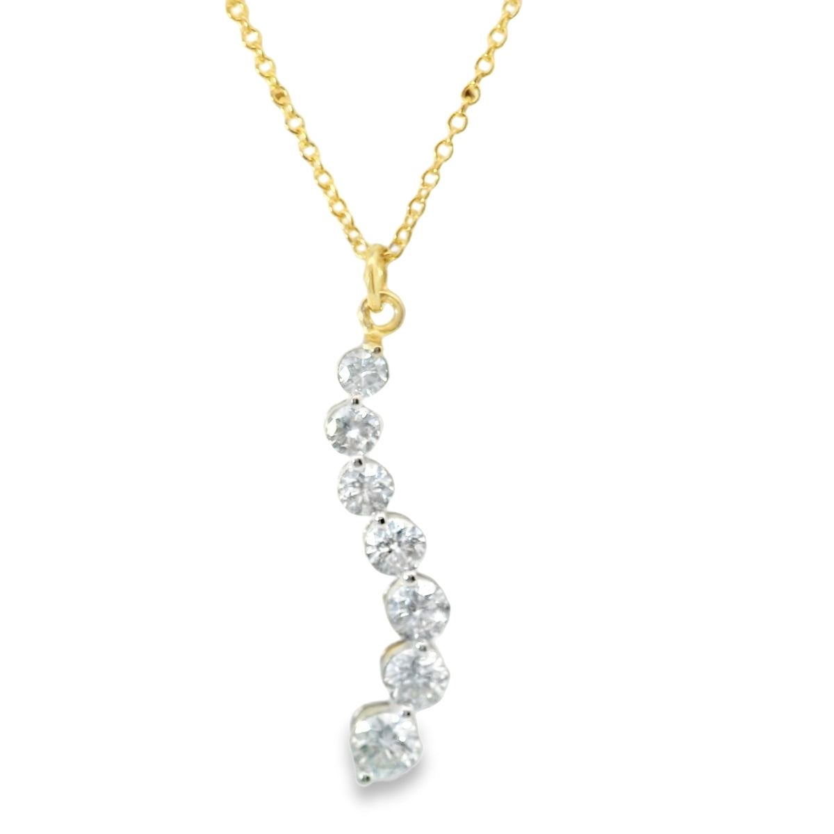 DIAMOND CURVED DROP PENDANT NECKLACE