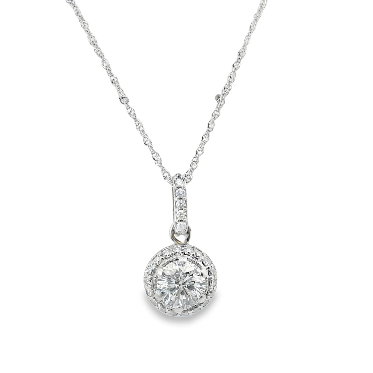 DIAMOND HALO SOLITAIRE NECKLACE