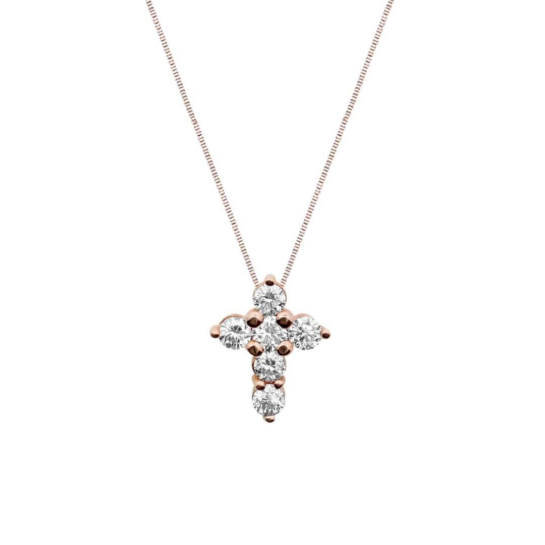 6 Stone Diamond Cross Necklace