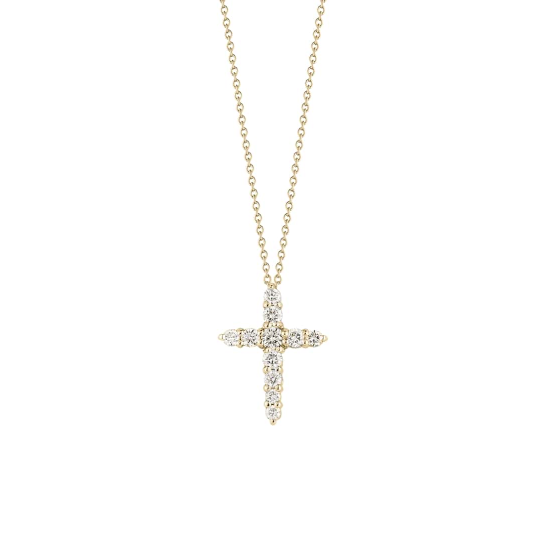 11 Stone Diamond Cross Necklace