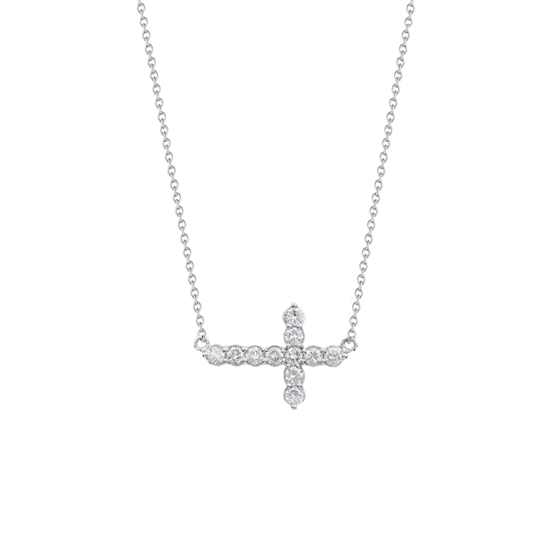 Sideways Diamond Cross Necklace