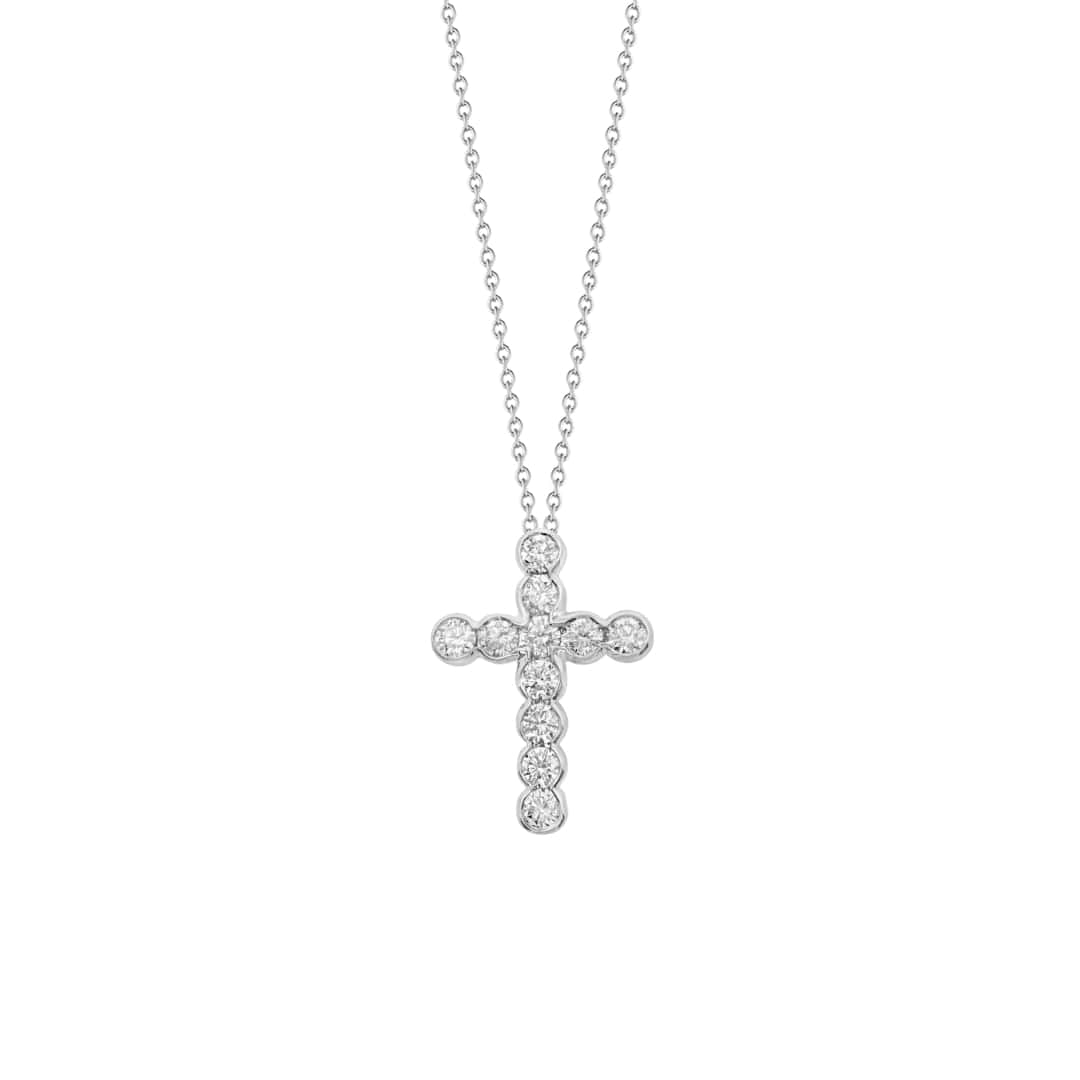 Bezel Set Diamond Cross Necklace