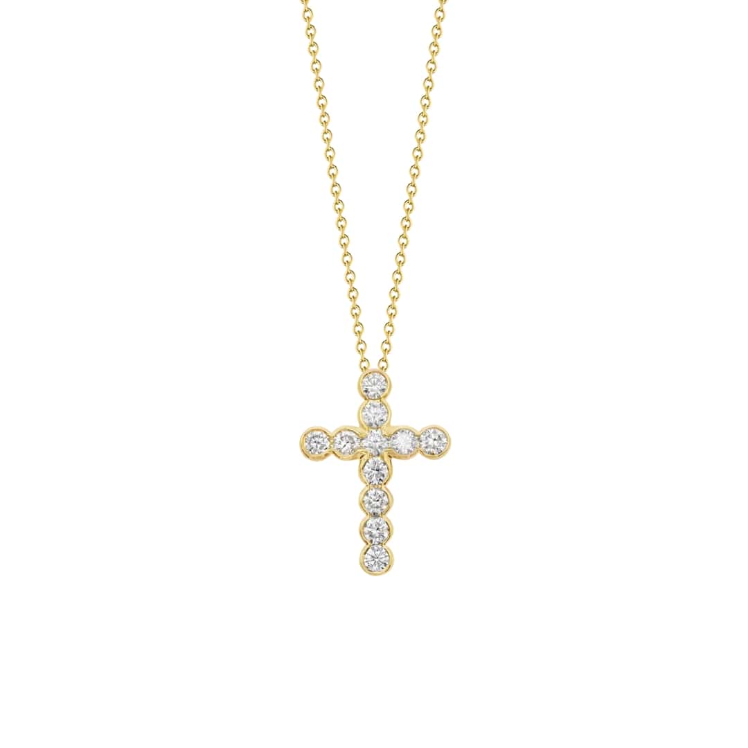 Bezel Set Diamond Cross Necklace