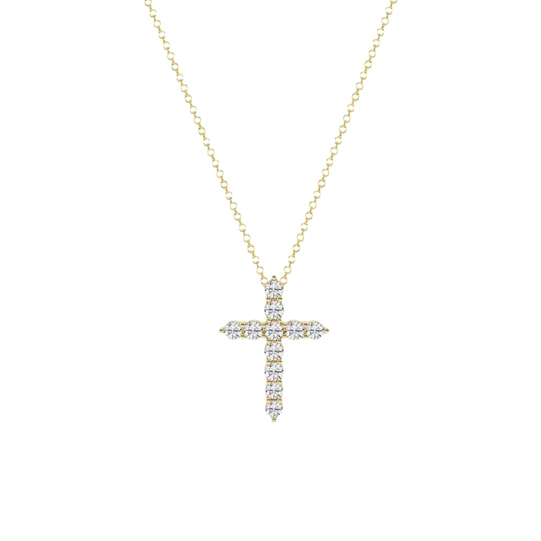 11 Stone Diamond Cross Necklace