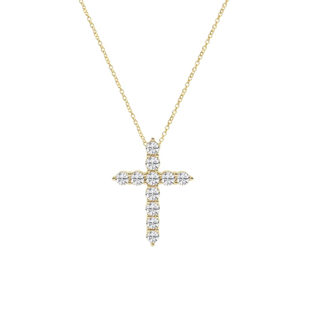 Large Round Diamond Cross Necklace