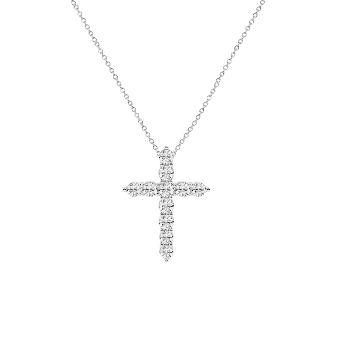 Large Round Diamond Cross Necklace
